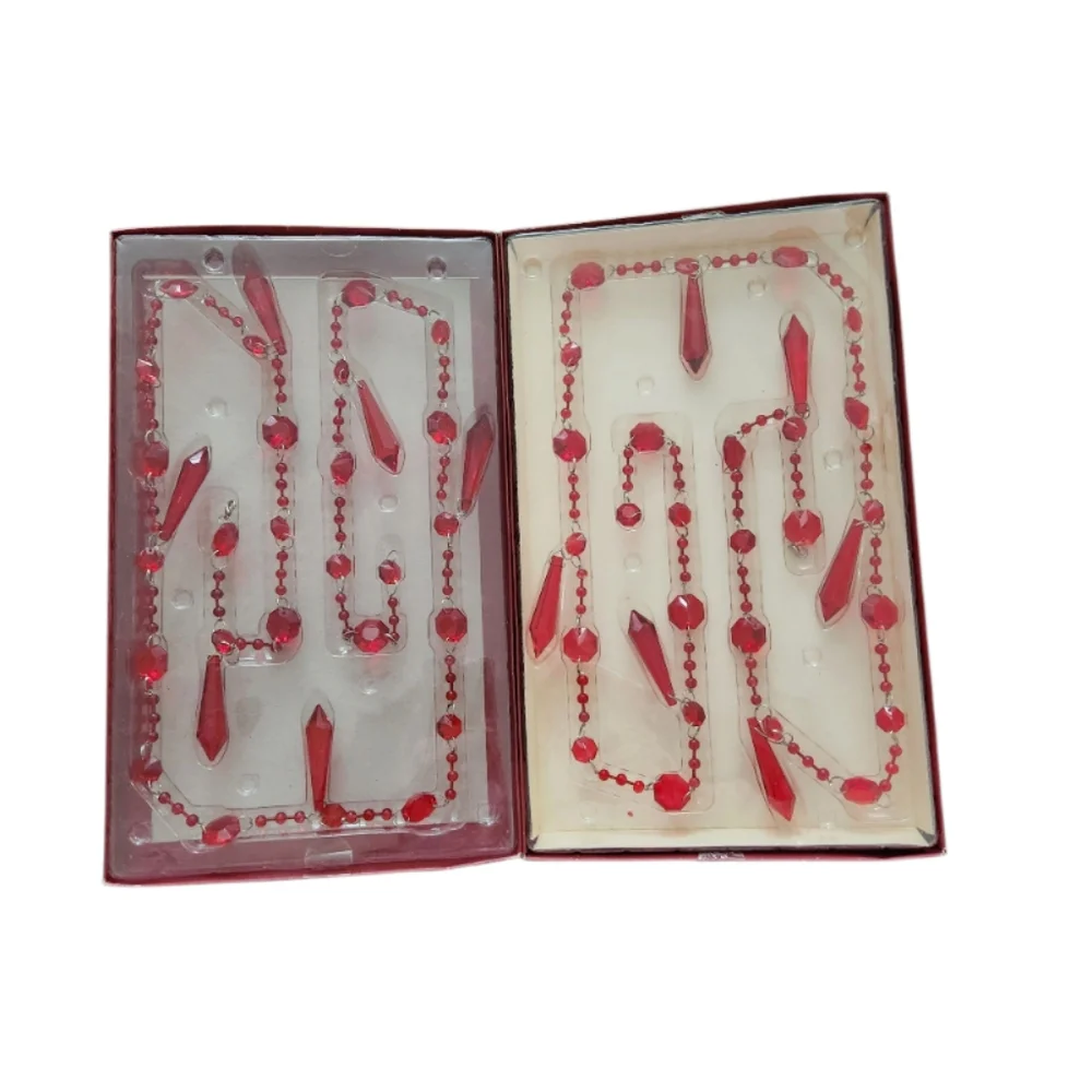 Set Of 2 Vintage Pottery Barn Ruby Red Chandelier Glass Garland #1